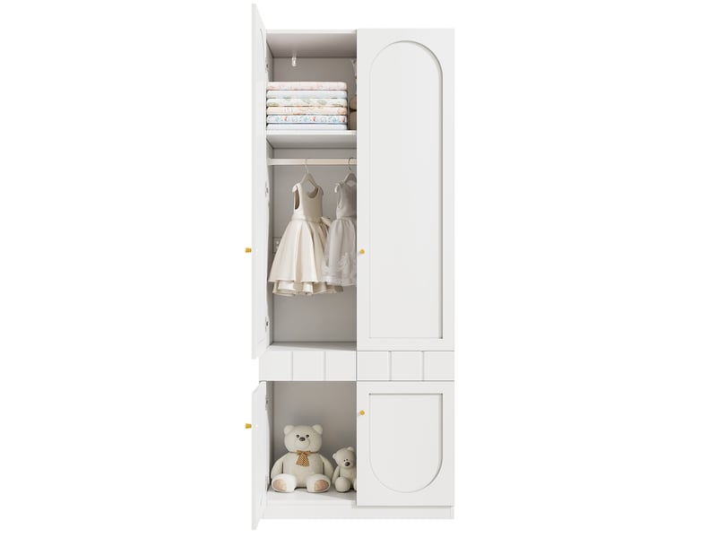 Ensemble de 2 armoires 2 portes 160x50x200 cm laquées mdf blanc - Conforama A