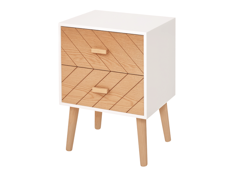  Table de chevet chiffonnier commode meuble de rangement avec 2 tiroirs scandinave 40l x 30l x 56h cm en bois  - Conforama B
