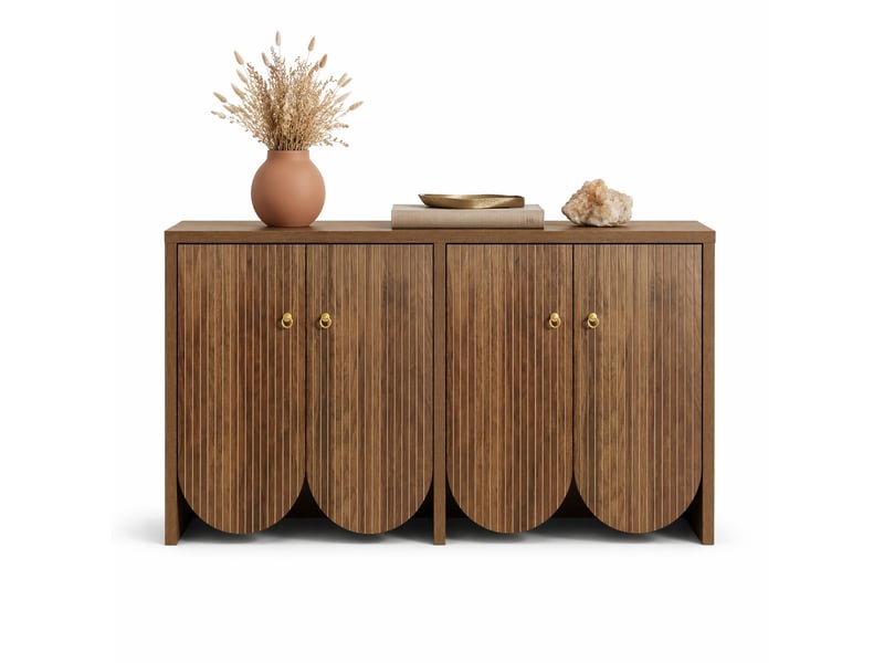 Buffet 4 portes avec étagères réglables pour salon en mdf 147×40×80 cm finition noyer - Conforama A