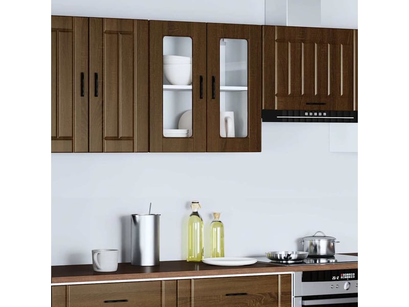  Armoire murale de cuisine et porte en verre porto chêne marron shl2392  - Conforama B