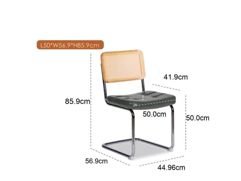  Ensemble de 2 chaises de salle à manger en simili cuir, pieds chromés – style mid-century breuer, capitonnées  - Conforama C