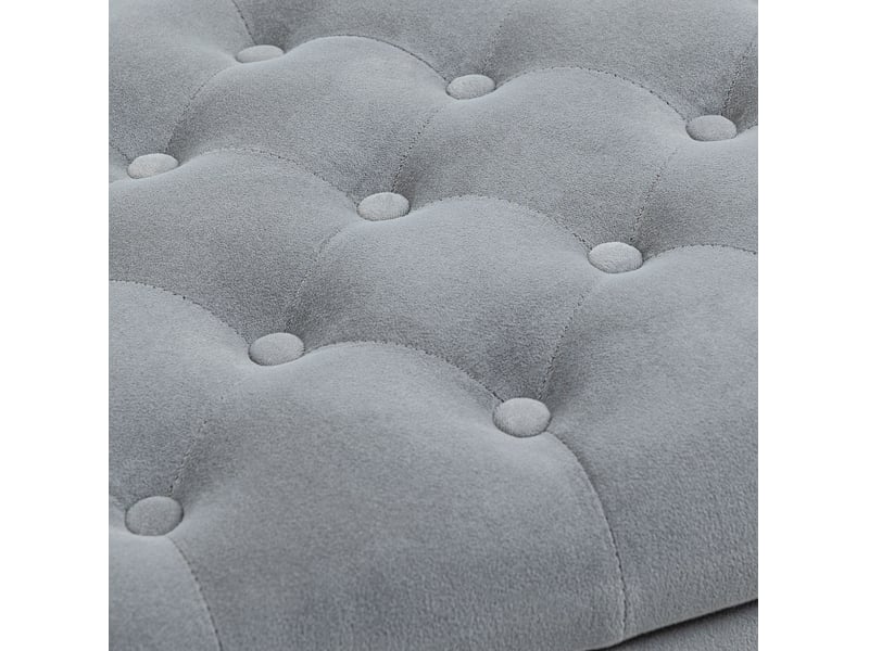  Banc coffre tcqpz en polyester aspect velours gris 126 x 48,5 x 57 cm avec rangement  - Conforama E