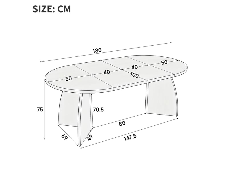  Table à manger extensible 100140180x100 cm télescopique mdf marron, dimensions extensibles, minimaliste  - Conforama C