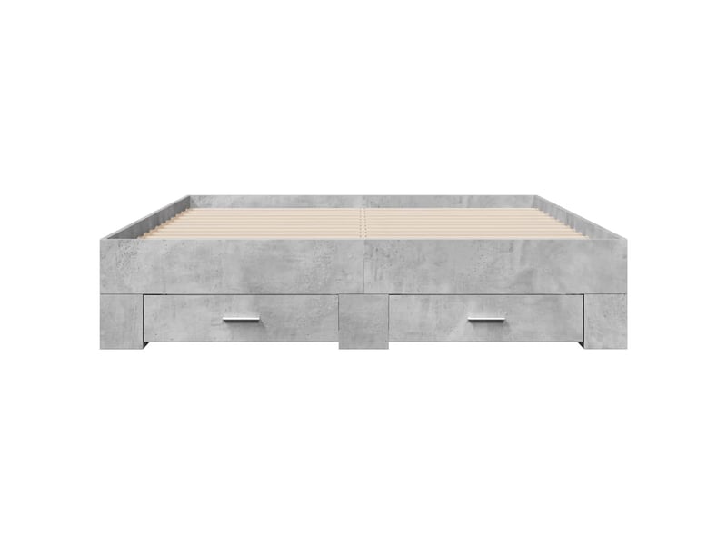 Lit double- lit adulte - cadre de lit avec tiroirs sans matelas gris béton 150x200 cm - Conforama C