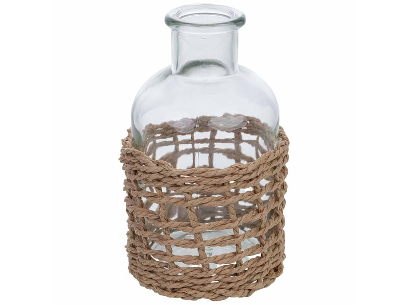  Bougeoir en verre doublé de fibres naturelles brunes d3,66,5 x 12,7 h cm  - Conforama A