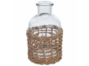 Bougeoir en verre doublé de fibres naturelles brunes d3,66,5 x 12,7 h cm