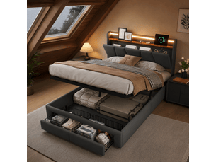 Lit coffre 140x190 cm FOERPL   coloris gris