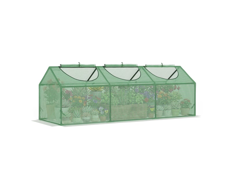 Serre de jardin mini serre 3 fenêtres enroulables couverture en pe haute densité 140 gm² 180 x 60 x 60 cm vert foncé - Conforama A
