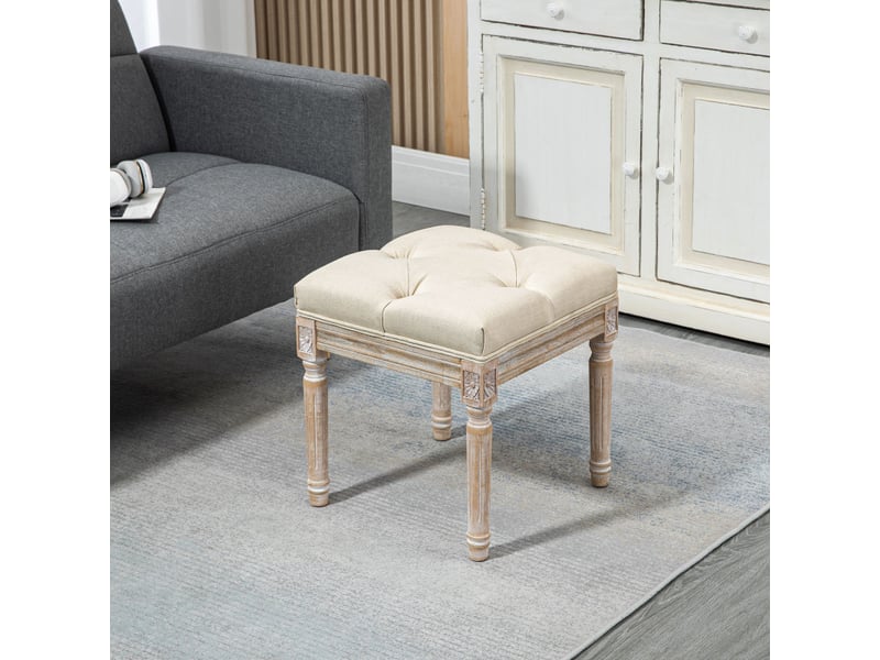 Pouf melou repose-pieds capitonné baroque beige  - Conforama B