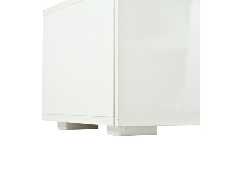  Ensemble meuble tv blanc brillant 3 pièces avec vitrine, étagère, led, pour téléviseur jusqu’à 75 pouces  - Conforama E