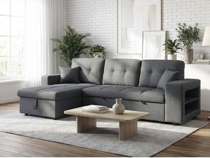 Canapé d'angle convertible-réversible tissu style bubble axel - 3 places - noir