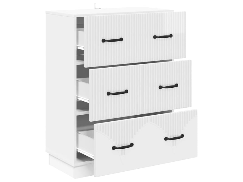 Armoire de rangement bureau, armoire à tiroirs blanc brillant 66 x 34,5 x 87 cm - Conforama E