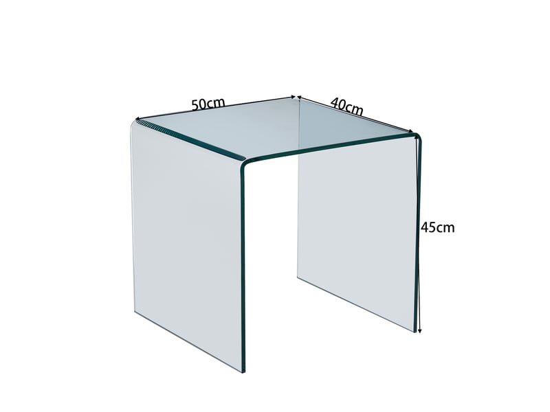  Table d'appoint en verre trempé transparent courbé, 50x40x45 cm, clair, verre, design moderne, rangement pratique  - Conforama C