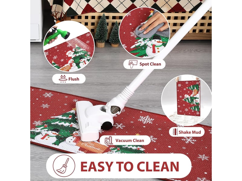  Paillasson de noël père noël rouge pour entrée extérieure, tapis de bienvenue pour porte d'entrée, tapis de noël antidérapant pour intérieur ou extéri  - Conforama C