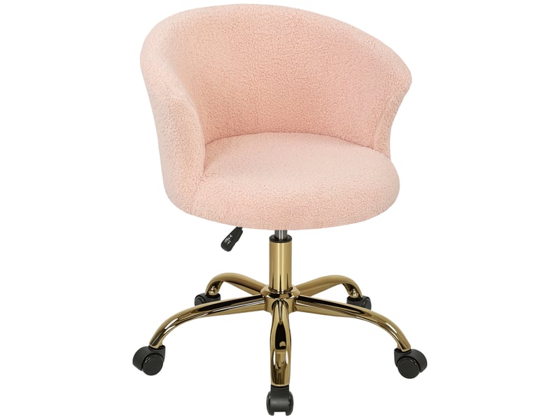  Fauteuil de bureau ergonomique, chaise bureau, polyester, 58x56x76cm, rose  - Conforama B