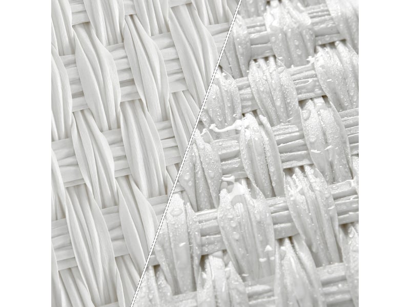  Panier à linge tissé à la main pliable 90 x 60 x 60 cm avec couvercle et poignées style contemporain en rotin synthétique beige 12_0008739  - Conforama C