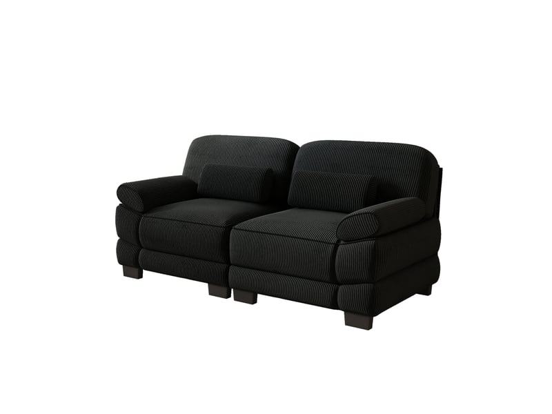 Canapé droit modulable 2 places 194x88.5x94 cm en velours côtelé noir - Conforama E