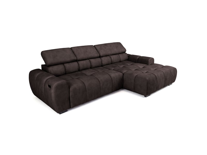  Canapé d'angle aldo avec fonction couchage, côté droit, tissu salvador, marron foncé (04)  - Conforama E