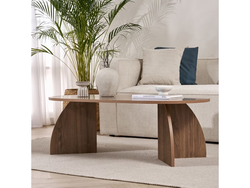  Table basse ovale couleur bois foncé 120 cm  - Conforama B
