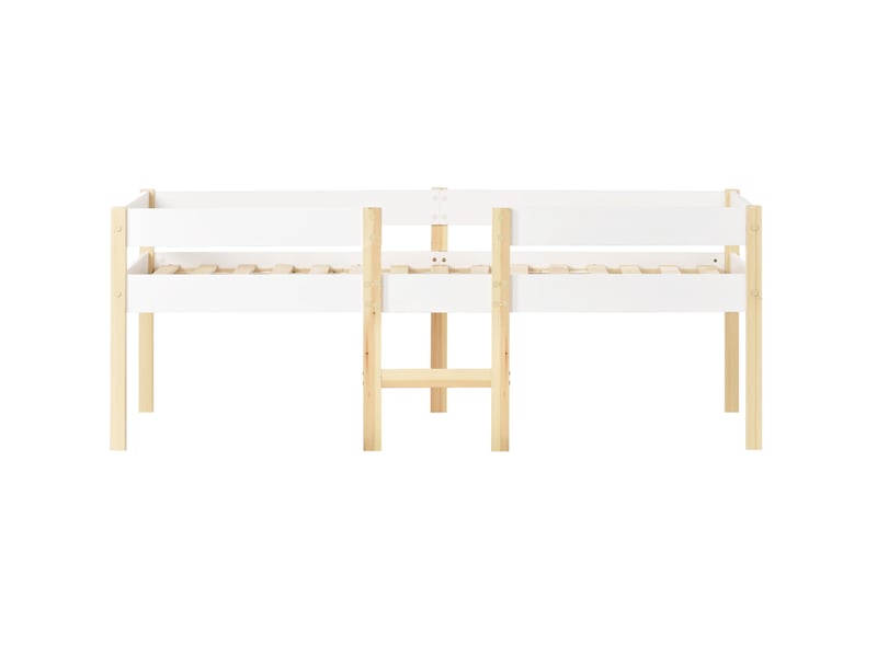  Lit enfant 90x200 cm avec barrière de sécurité et échelle en bois blanc  - Conforama A