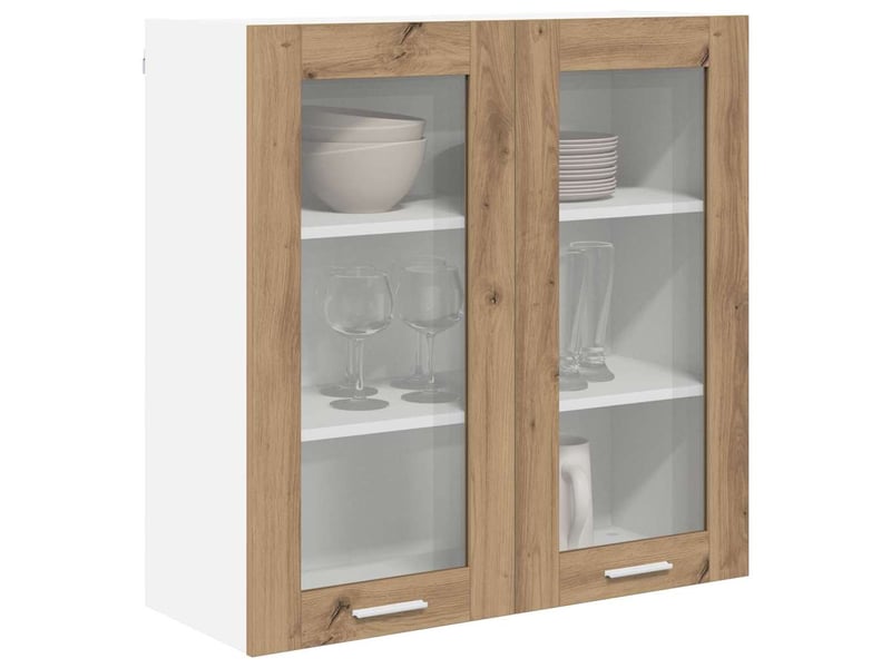 Meuble de rangement cuisine, armoire suspendue chêne artisanal 80x31x80cm shl7295 - Conforama C