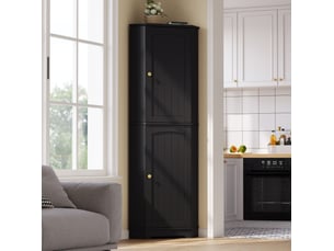 Armoire d'angle 42x42x166 cm à 2 portes et étagères réglables noire