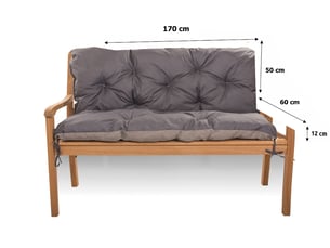 Coussin pour banc de jardin 170x60x50cm, coussin de banc de jardin, coussin de balançoire anthracite, coussin de banc extérieur, coussin de jardin