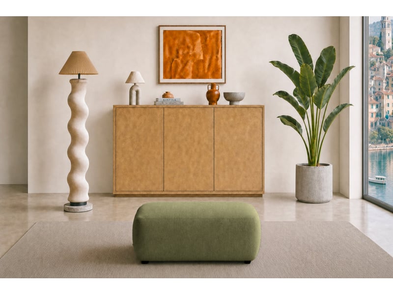  Portofino - pouf en tissu chenille vert 105x57x40  - Conforama B