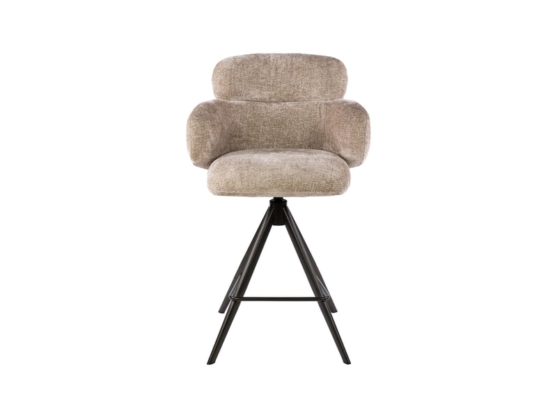  Lot de 2 chaises de bar pivotantes en tissu texturé sable et bronze  - Conforama D