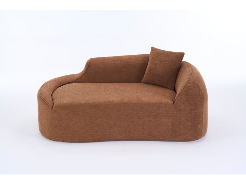 Canapé convertible 2 places avec assise profonde et coussin - forme courbée, chenille caramel  - Conforama A