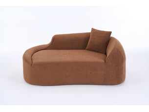 Canapé convertible 2 places avec assise profonde et coussin - forme courbée, chenille caramel