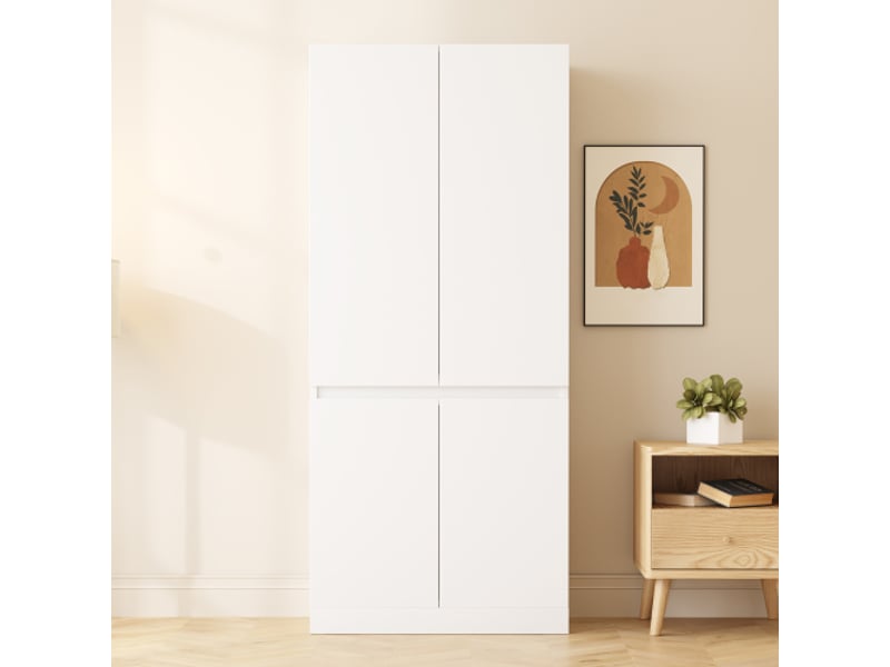  Armoire 4 porte(s) 0 tiroir(s) coloris blanc largeur 70 cm bois massif armoire blanc - Conforama D