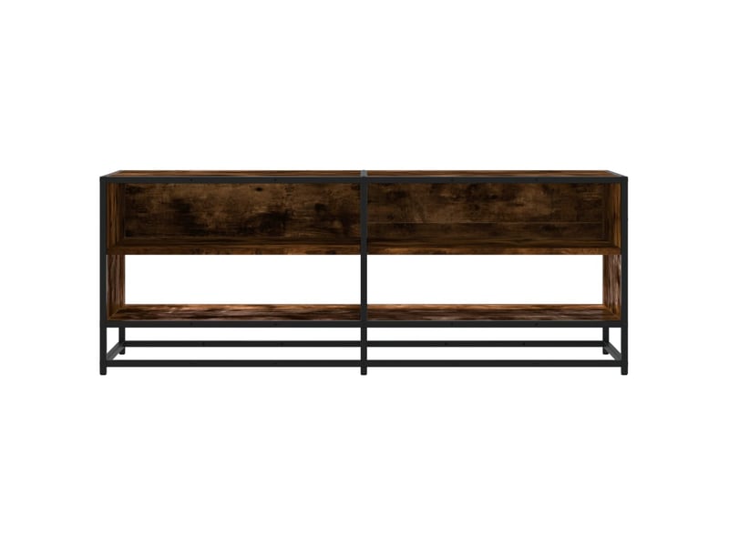  Meuble tv - banc tv - meuble de rangement chêne fumé 120,5x40x46 cm bois d'ingénierie et métal  - Conforama D