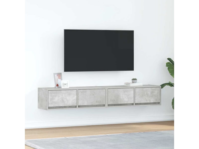  Lot de 2 meuble tv bas salon gris béton 80x31x25,5 cm bois d'ingénierie shl33200  - Conforama B