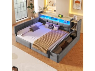 Lit banquette 140x190 cm <strong></strong> <strong></strong> coloris gris
