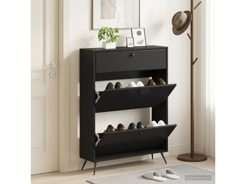  Meuble à chaussures, armoire à chaussures breda 78x24x103 cm bois d'ingénierie shl8193  - Conforama B