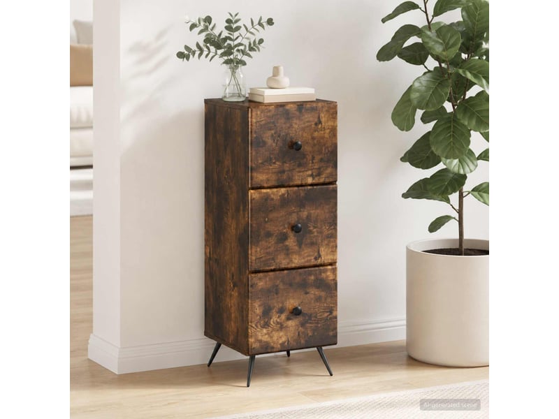 Armoire de rangement bureau, armoire à tiroirs chêne fumé 33 x 34,5 x 90 cm shl2246 - Conforama B