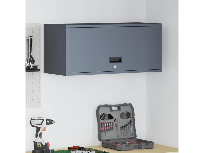 Armoire murale salon, meuble de rangement pour garage anthracite 80 x 33 x 35 cm  - Conforama B
