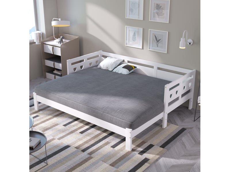 Lit extensible 90x190 cm blanc avec seconde place de couchage - Conforama E