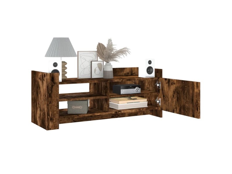  Meuble tv - banc tv - meuble de rangement chêne fumé 100x35x40 cm bois d'ingénierie  - Conforama C