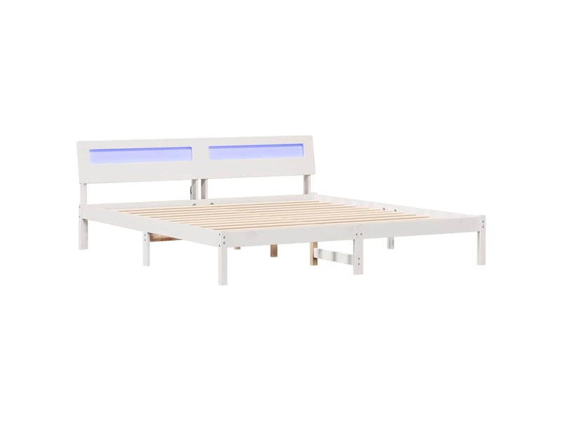  Lit double- lit adulte -  cadre de lit avec tête de lit blanc 180 x 200 cm pin massif  - Conforama A