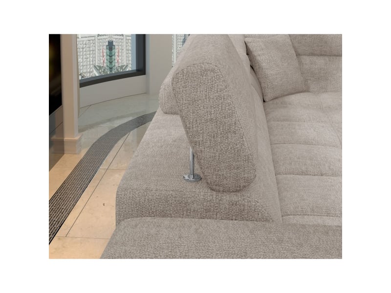 Canapé d'angle convertible palazzo 4 places beige – angle gauche avec coffre - Conforama E