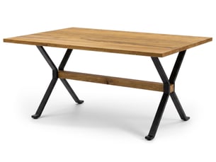 Table à manger extensible rustica 180-227,5cm style industriel bois massif et métal noir