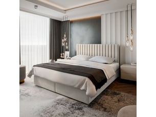 Lit avec rangement 160x200 cm <strong>MASSENO</strong> <strong></strong> coloris beige
