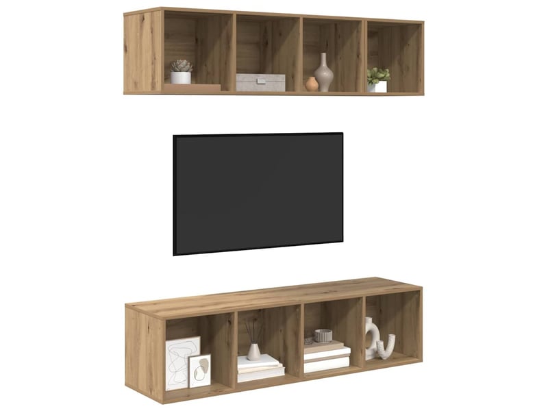  Ensemble meuble tv - banc tv - meuble de rangement 3 pcs chêne artisanal bois d'ingénierie  - Conforama C