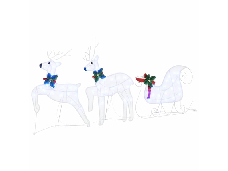 Lot de 5 rennes led, éclairage de noël, décoration de noël blanc 43 x 18 x 66 cm tissu cf62090 - Conforama E