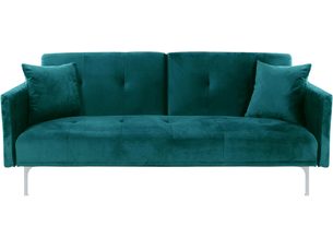 Canapé droit convertible <strong>MENZZO</strong> <strong>Carla</strong> 3 places Velours vert