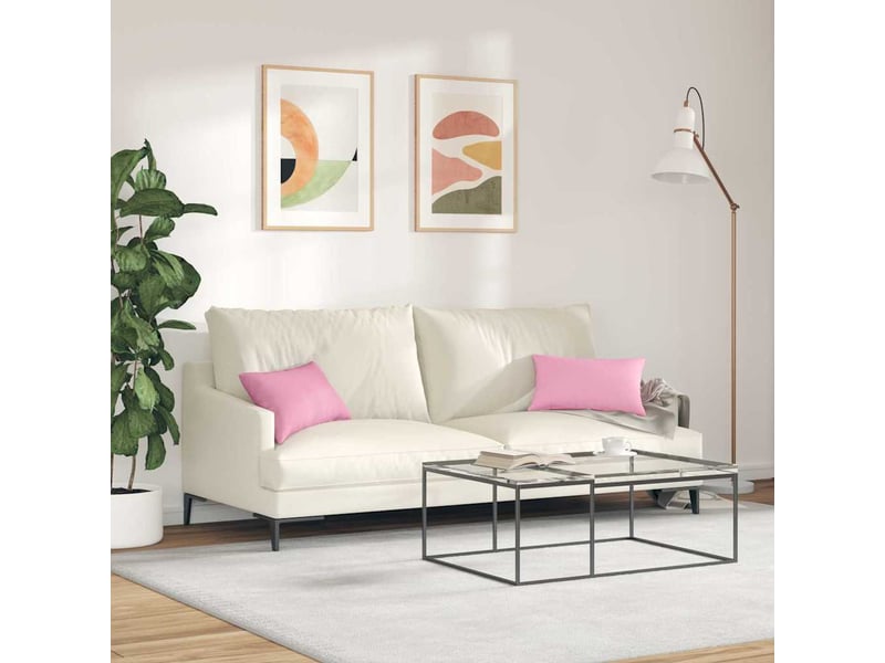  Lot de 2 coussins de canapé, coussins décoratifs tissu rose 50 x 30 cm cf58932  - Conforama D