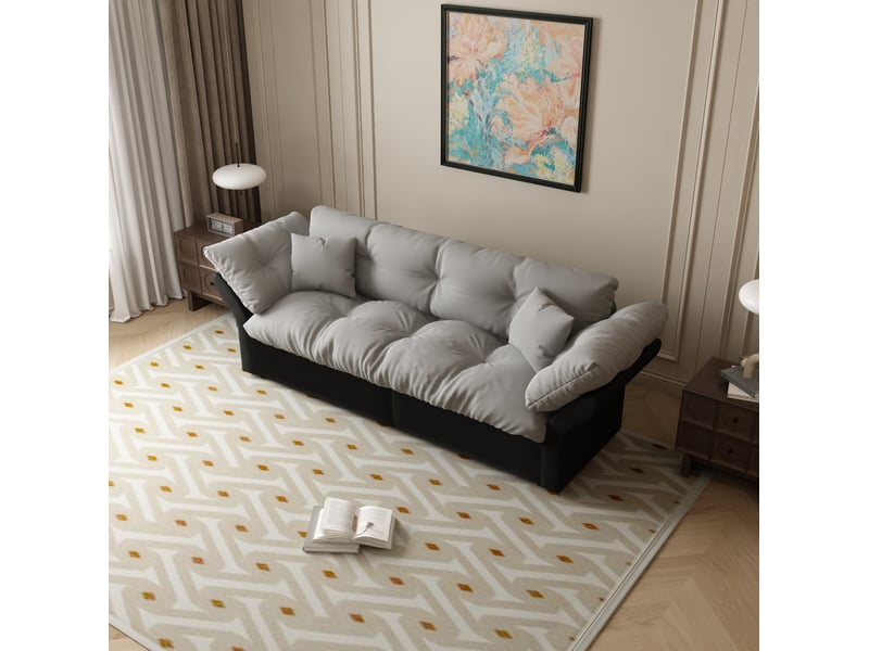 Canapé-lit convertible 3-en-1 190x85x91 cm en velours gris clair - Conforama E