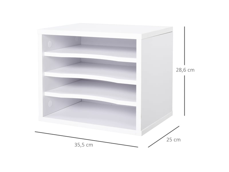  Organiseur de bureau compact 4 niveaux 35,5 x 25 x 28,6 cm étagères amovibles gain de place moderne épuré en mdf blanc 21_0006129  - Conforama B
